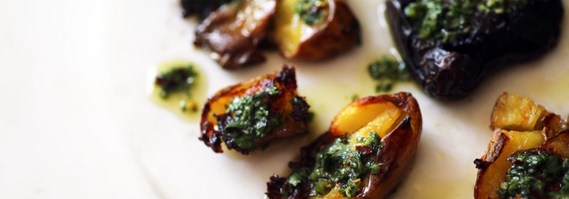 Smashed Fingerlings with Garlicky Chimichurri 1